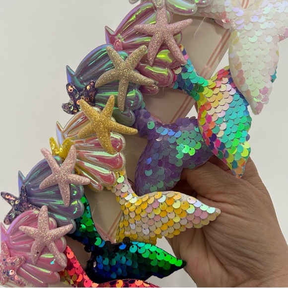 Mermaid Hair Accessories set of 6 Clip On Sequin Mermaid Tail Clips - Picture 9 of 16